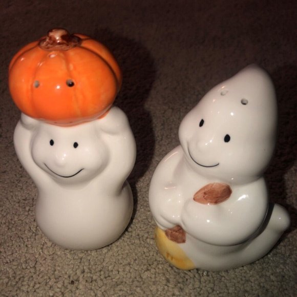King May China Salt & Pepper Shaker Set Halloween Ghost‎ Pumpkin - Picture 2 of 12